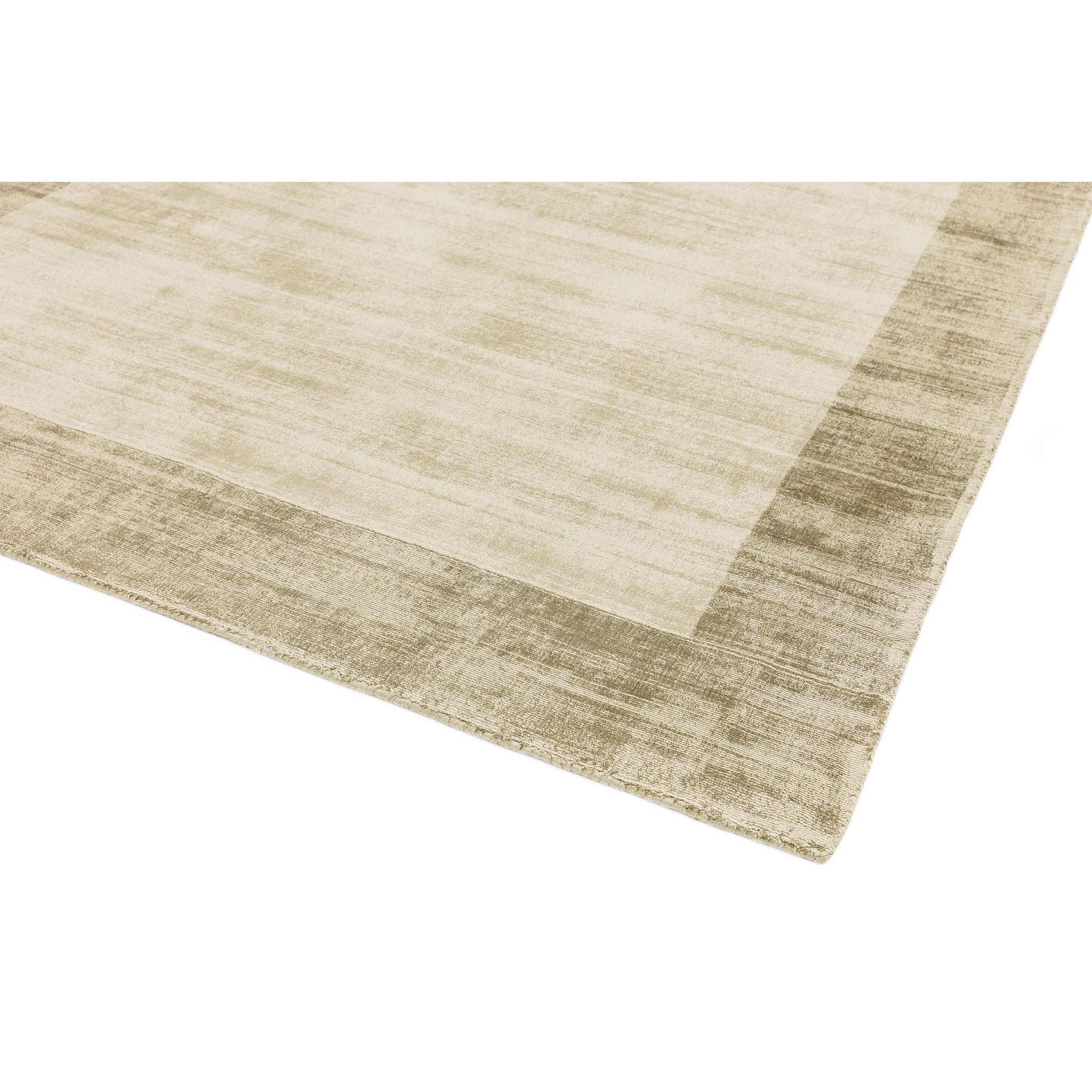 Hand Woven Viscose Rug with Border in Putty and Smoke